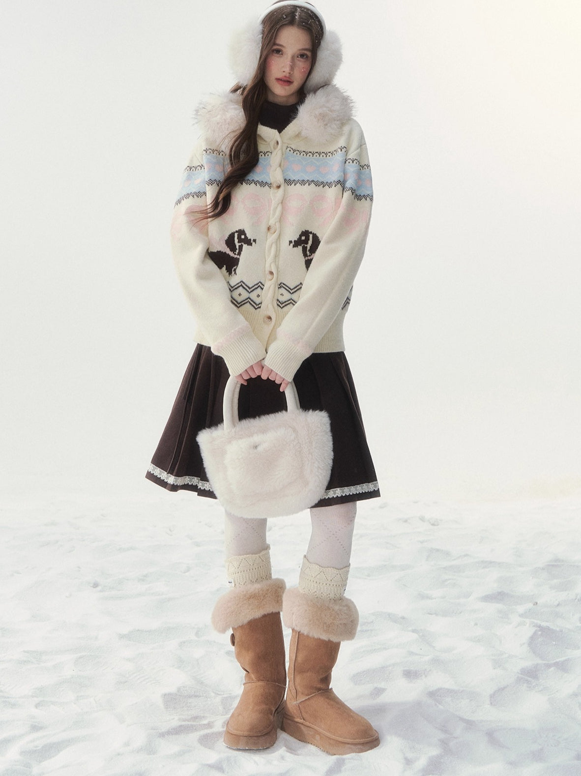 Wool-Blend Retro Pleated Skirt