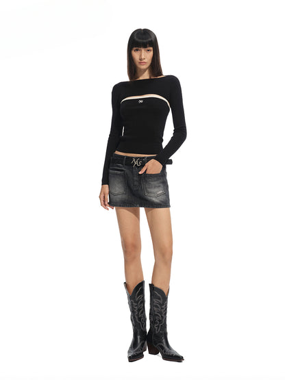 Wool Real Two-piece Layered Knit Crewneck - CHINASQUAD