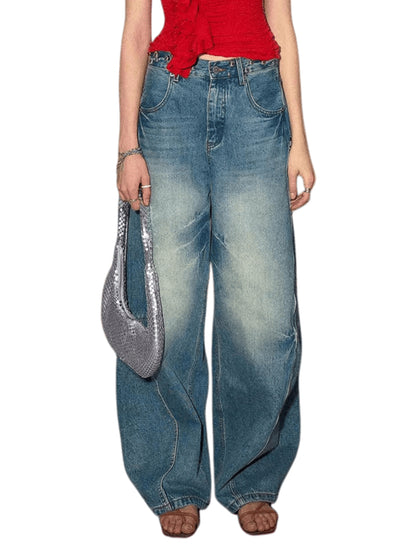 Panel-Seam Wide-Leg Denim Pants