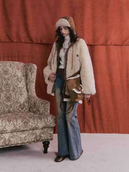 Faux Shearling Patchwork Oversized Jacket