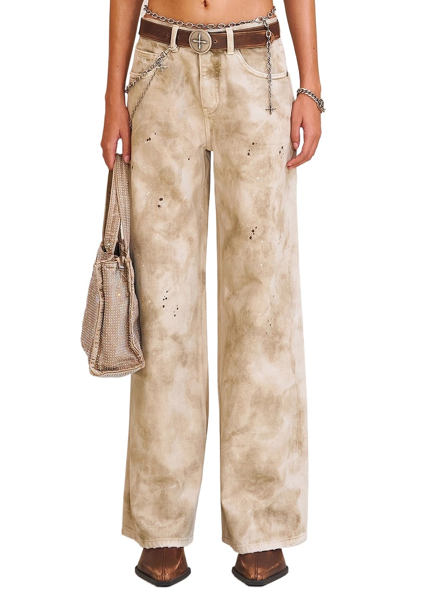 Wild Diamond Handcrafted Wide-Leg Denim Pants