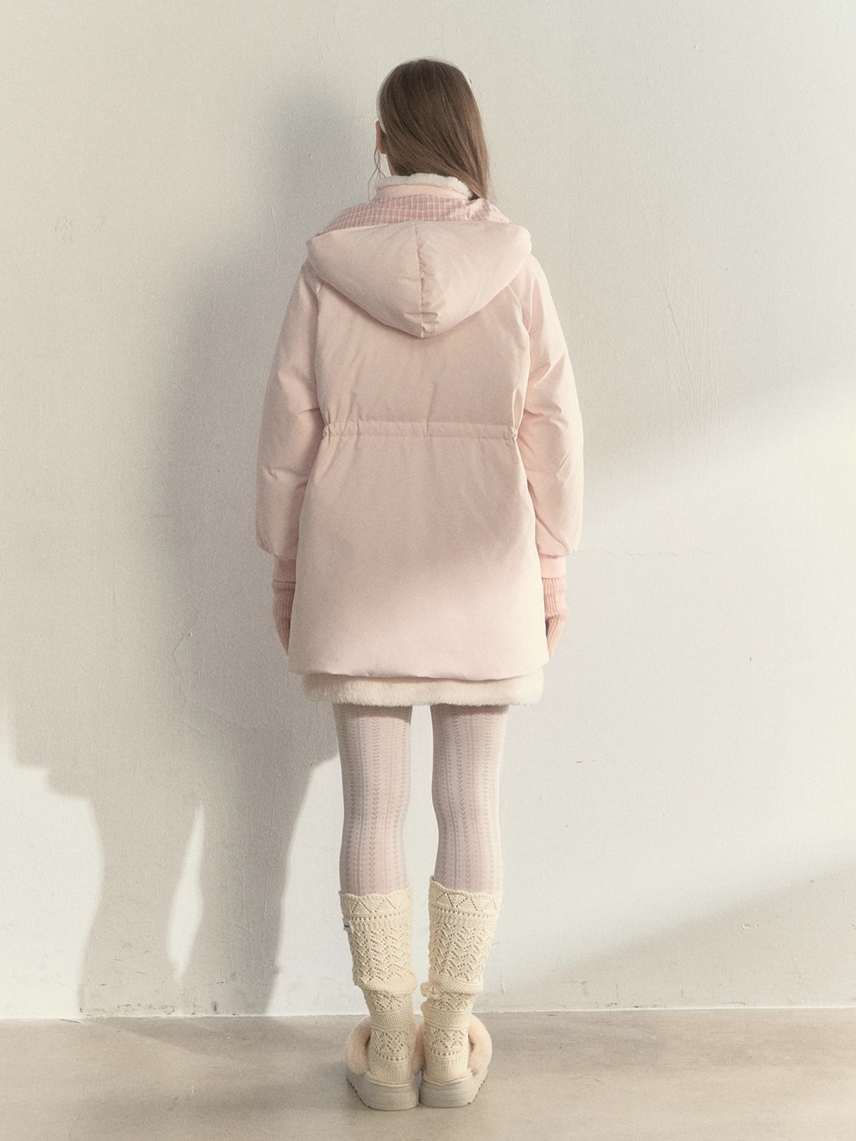 Blush Scarf-Hood Down Coat