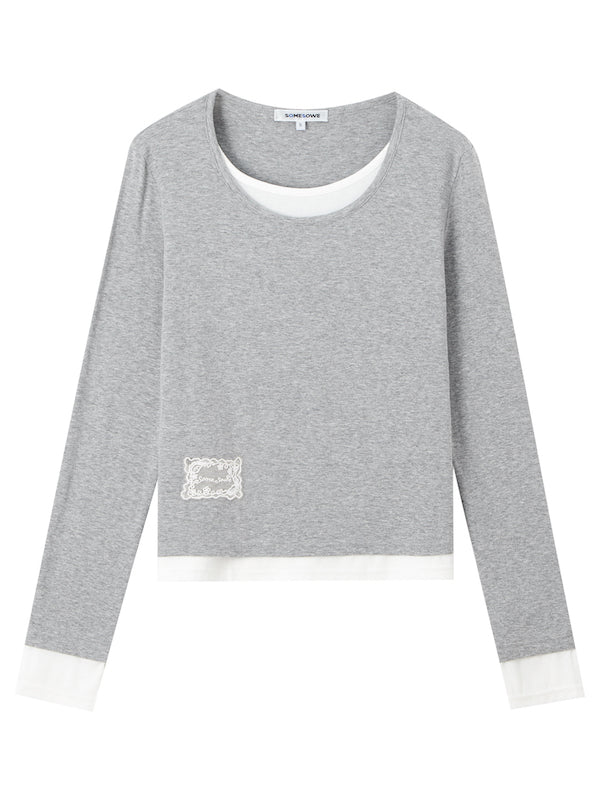 Faux Two-Piece Fleece T-Shirt