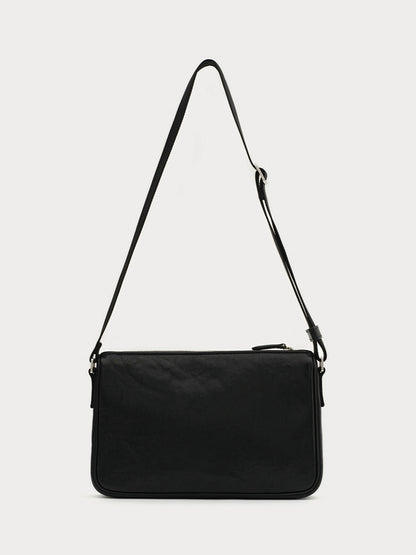 Black &amp; Silver Badge Leather Bag