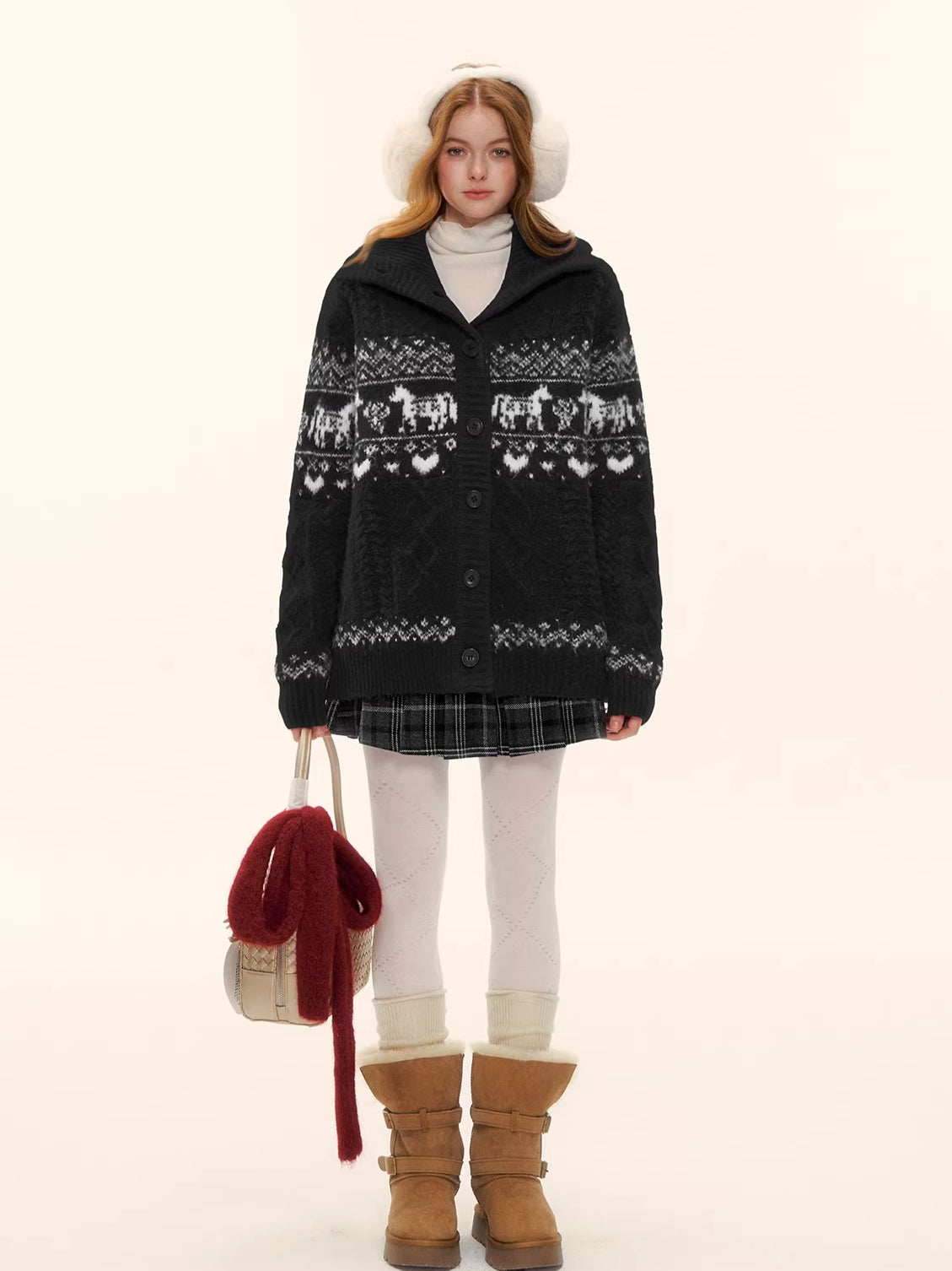 Red Loose Knit Sweater Cardigan