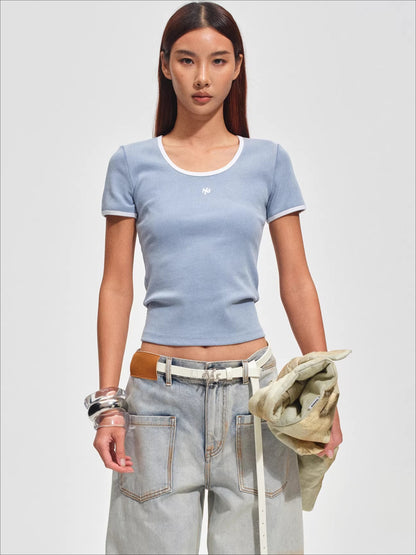 Colorblock Crewneck Fitted T-Shirt