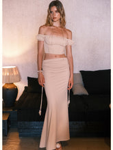Selene One-shoulder Fishbone Top & Skirt Set - CHINASQUAD
