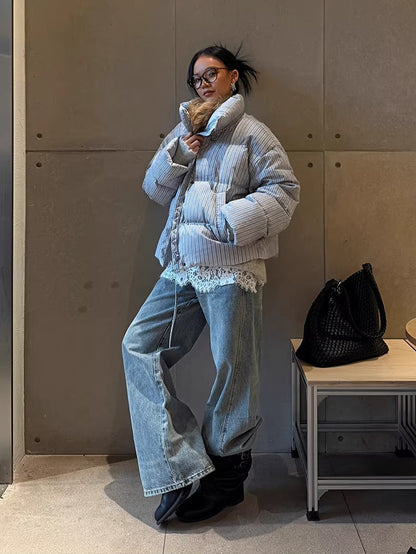 Spray-Dyed Panelled Down Jacket