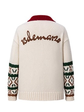 Window-View Pattern Retro Knit Cardigan