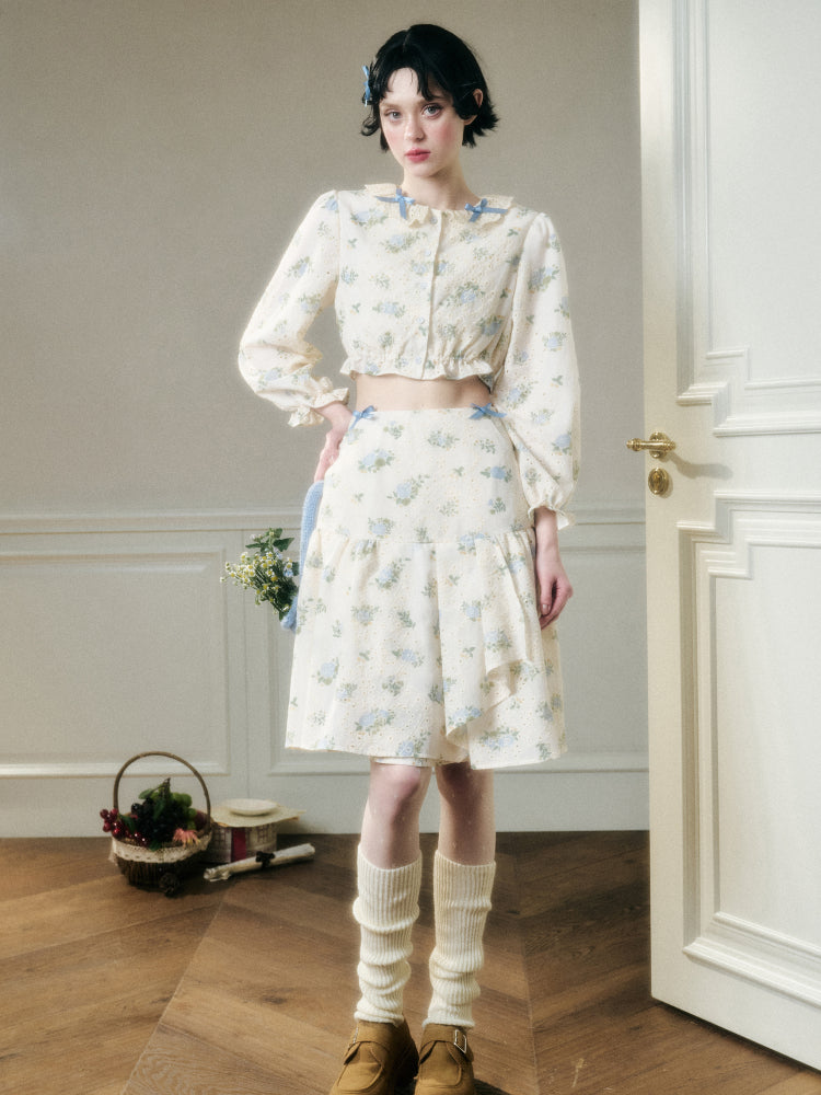 Comfortable Cotton Embroidered Shirt &amp; Skirt Set