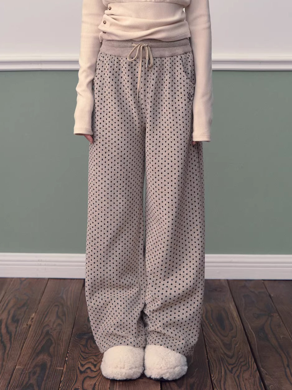 Polka Dot High-Waist Wide-Leg Pants