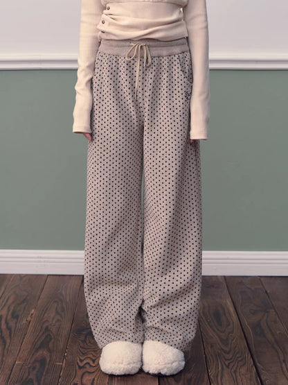 Polka Dot High-Waist Wide-Leg Pants