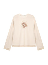 Lace Panel Animal Print Long-Sleeve Tee - CHINASQUAD