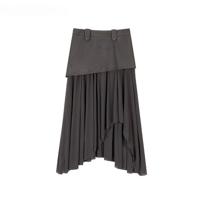 Irregular Spliced Vintage Pleated Skirt