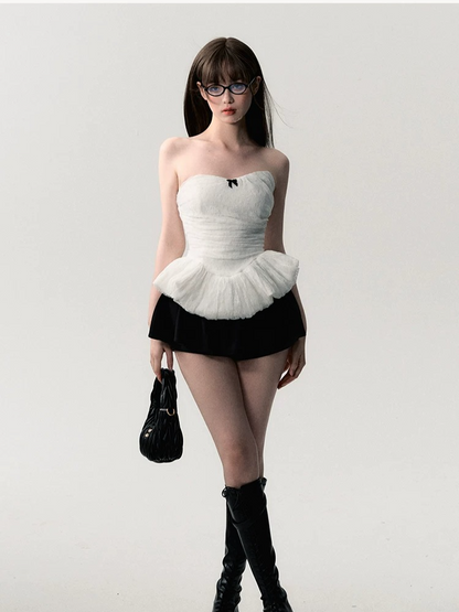 White Lace Corset Tube Top
