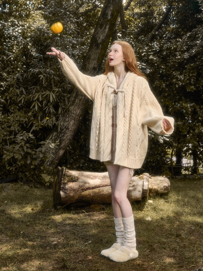 Snow Yarn Wool Chunky Knit Cardigan