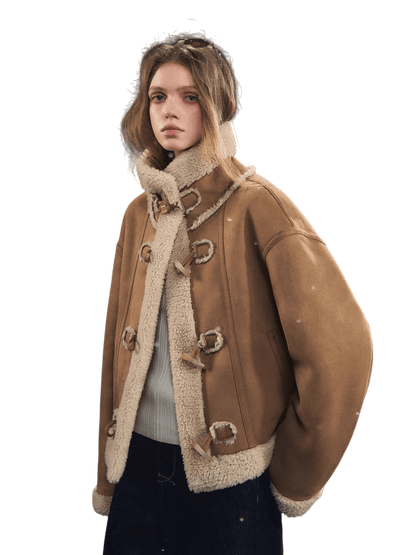 Horn-Button Sherpa Jacket
