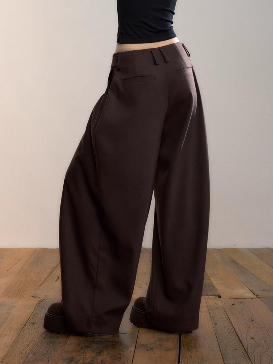 Tailored Pleated Wide-Leg Trousers