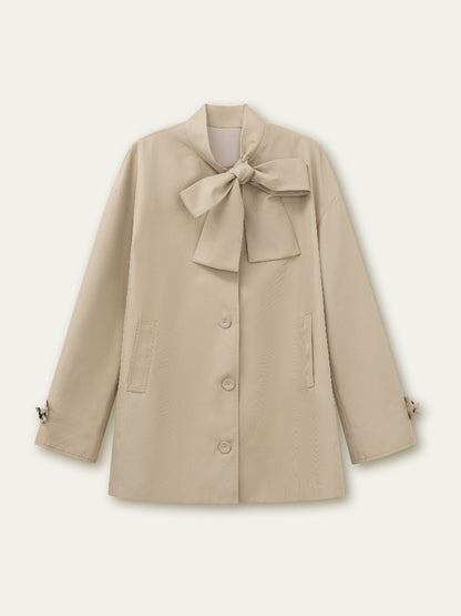 Khaki Bow Trench Coat - CHINASQUAD