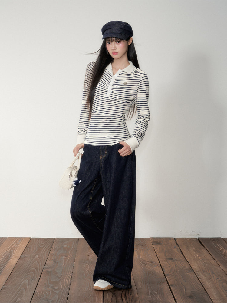 Striped Polo Long-Sleeve T-shirt - CHINASQUAD