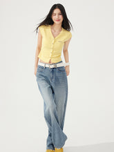 V-neck Pleated Knitted Top - CHINASQUAD
