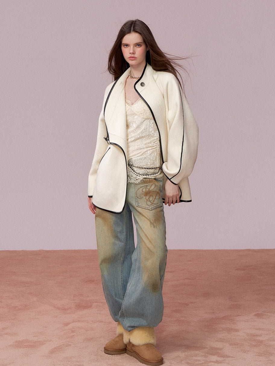 Vintage Shearling-Wool Double-Faced Coat