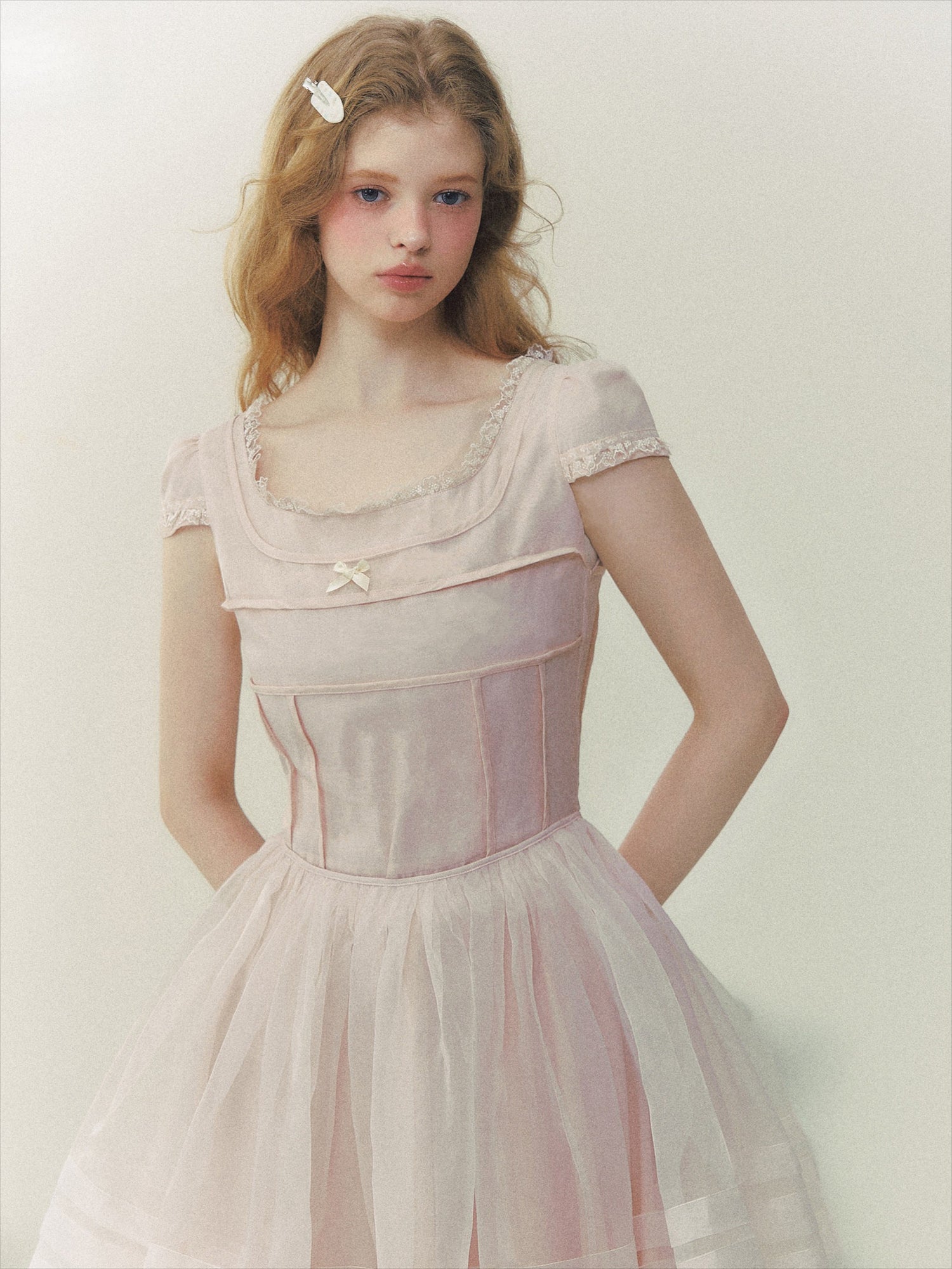 Dream Square-Neck Puff Sleeve Tulle Dress
