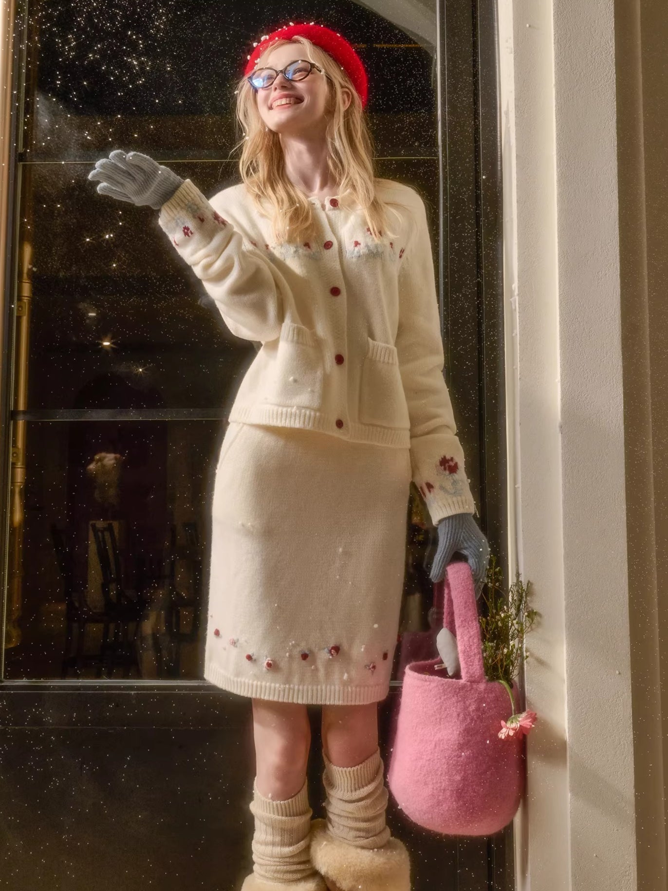 Wool-Blend Embroidered Knit Set