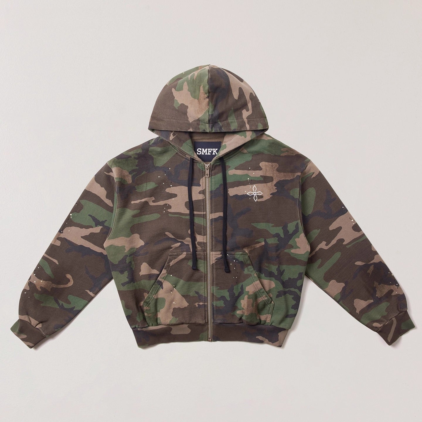 Cross Emblem Oversized Zip-up Hoodie