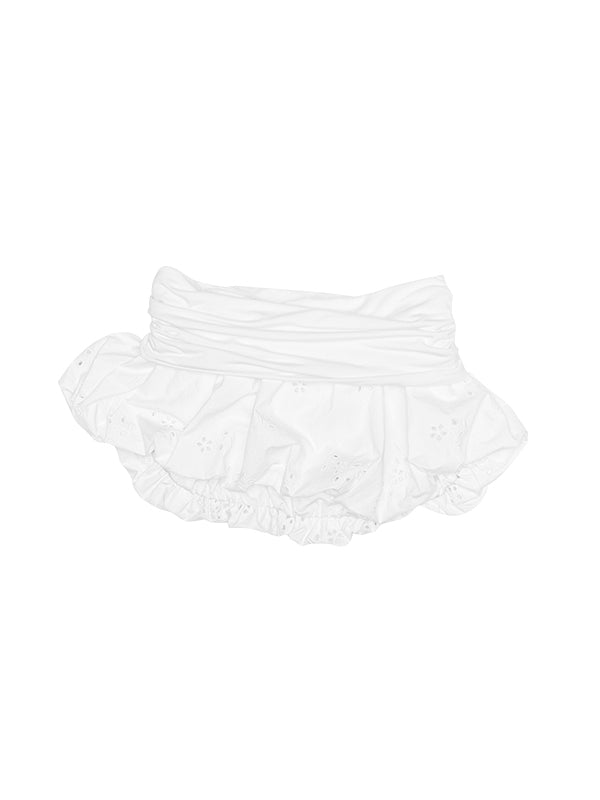 Hollow-out Lace Bubble Mini Skirt