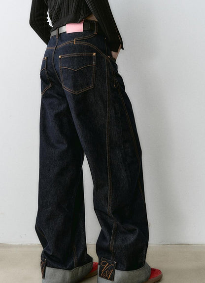 Structured Vintage-Dyed Jeans