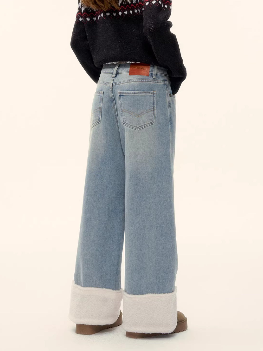 Straight-Leg Wide Denim Pants