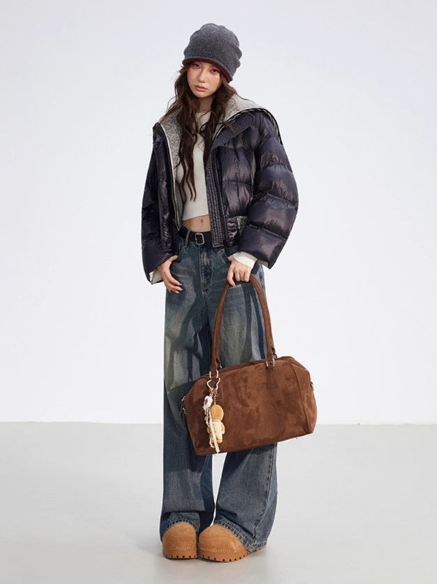 Reversible Knit Lapel Down Jacket
