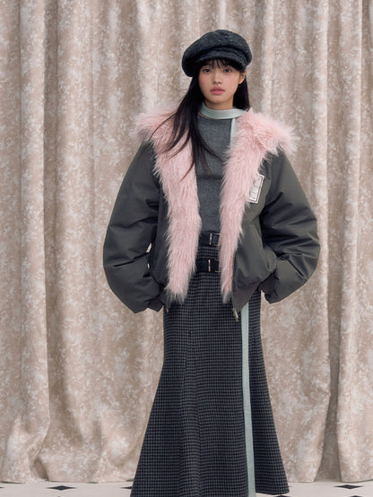 Eco-friendly Fur Splicing One-piece Coat