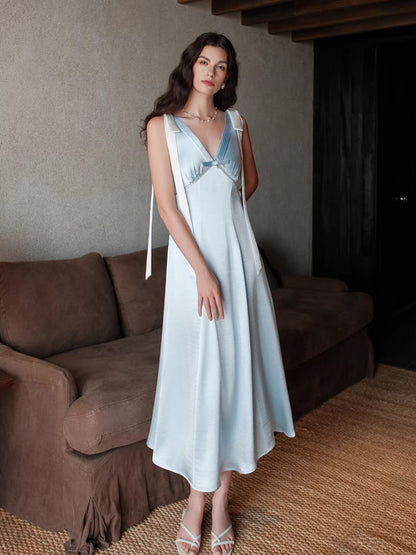 V-Neck Cutout High-Waist Maxi Dress
