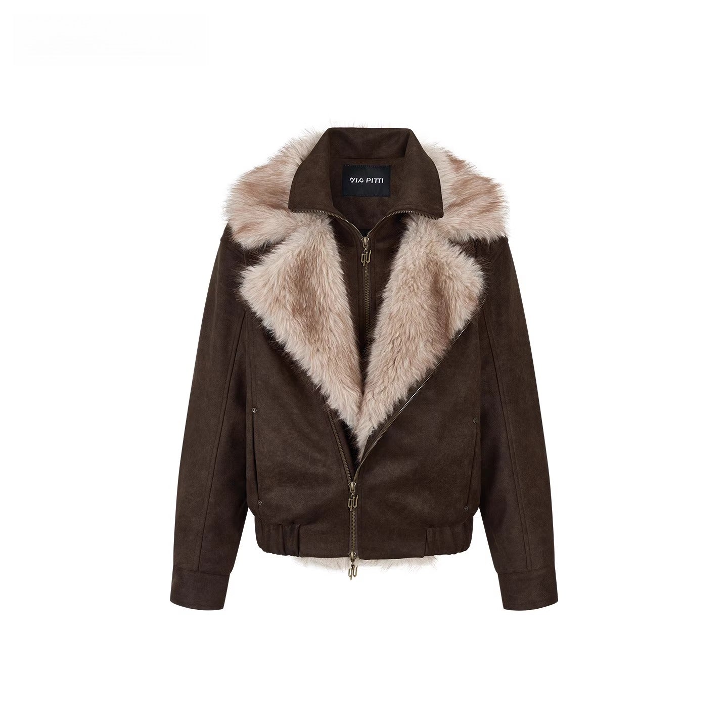 Faux Fur Collar Padded Two-in-One Jacket