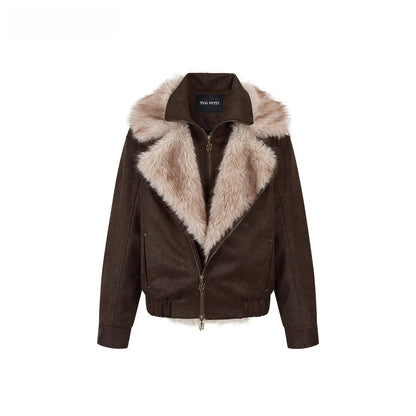 Faux Fur Collar Padded Two-in-One Jacket