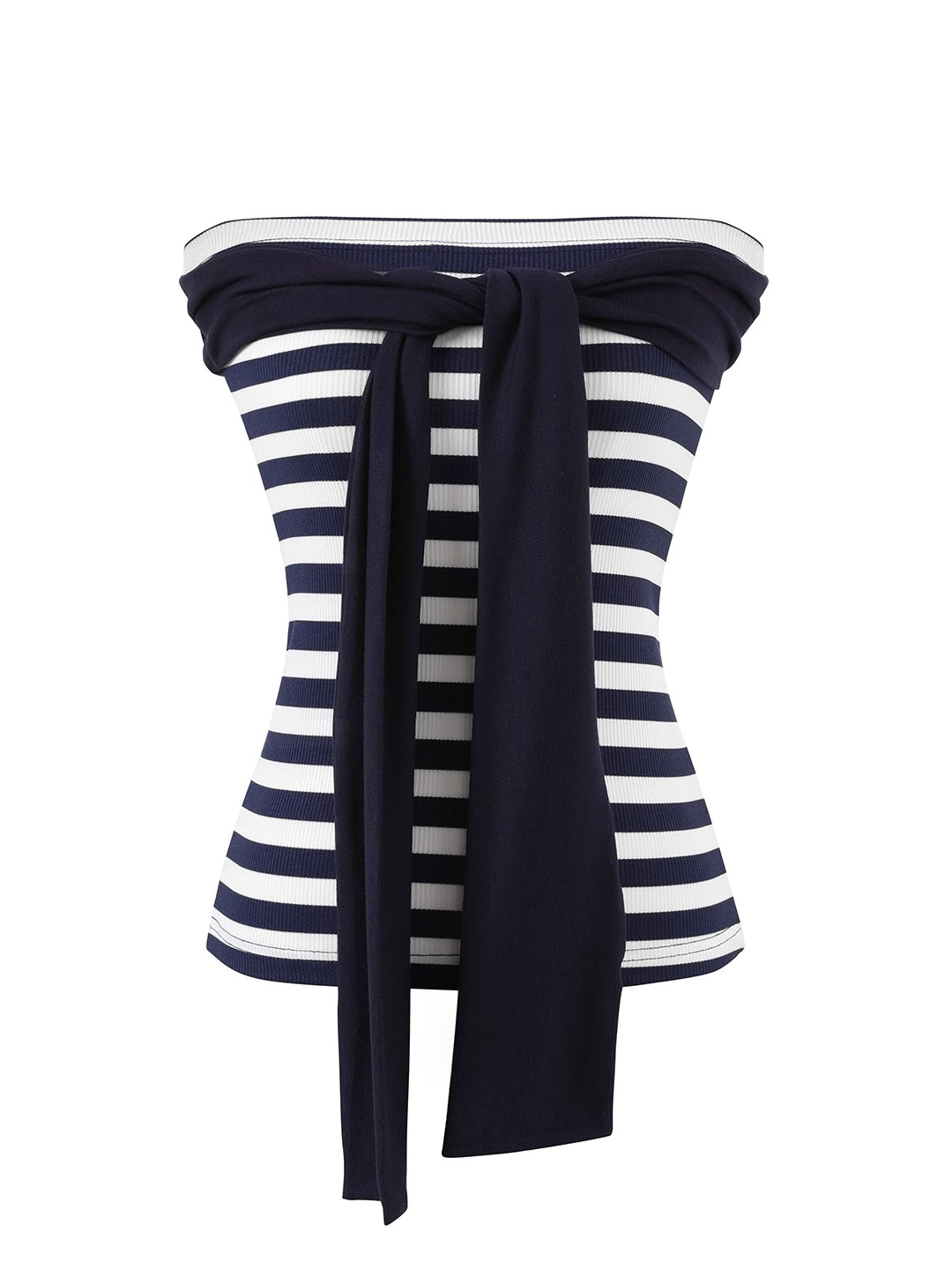 Striped Corset Tube Top &amp; Sheer Pullpver Set - CHINASQUAD
