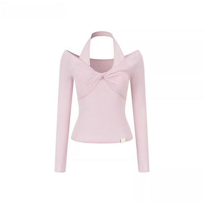 Off-Shoulder Halter Knit Top