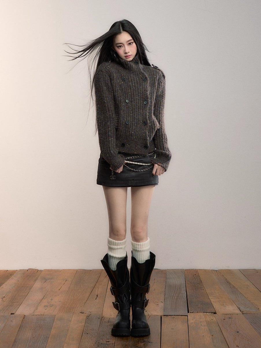 Multicolor Yarn Turtleneck Knit Turtleneck