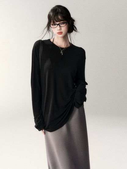 Luxe Lyocell Linen Relaxed Long Sleeve Tee