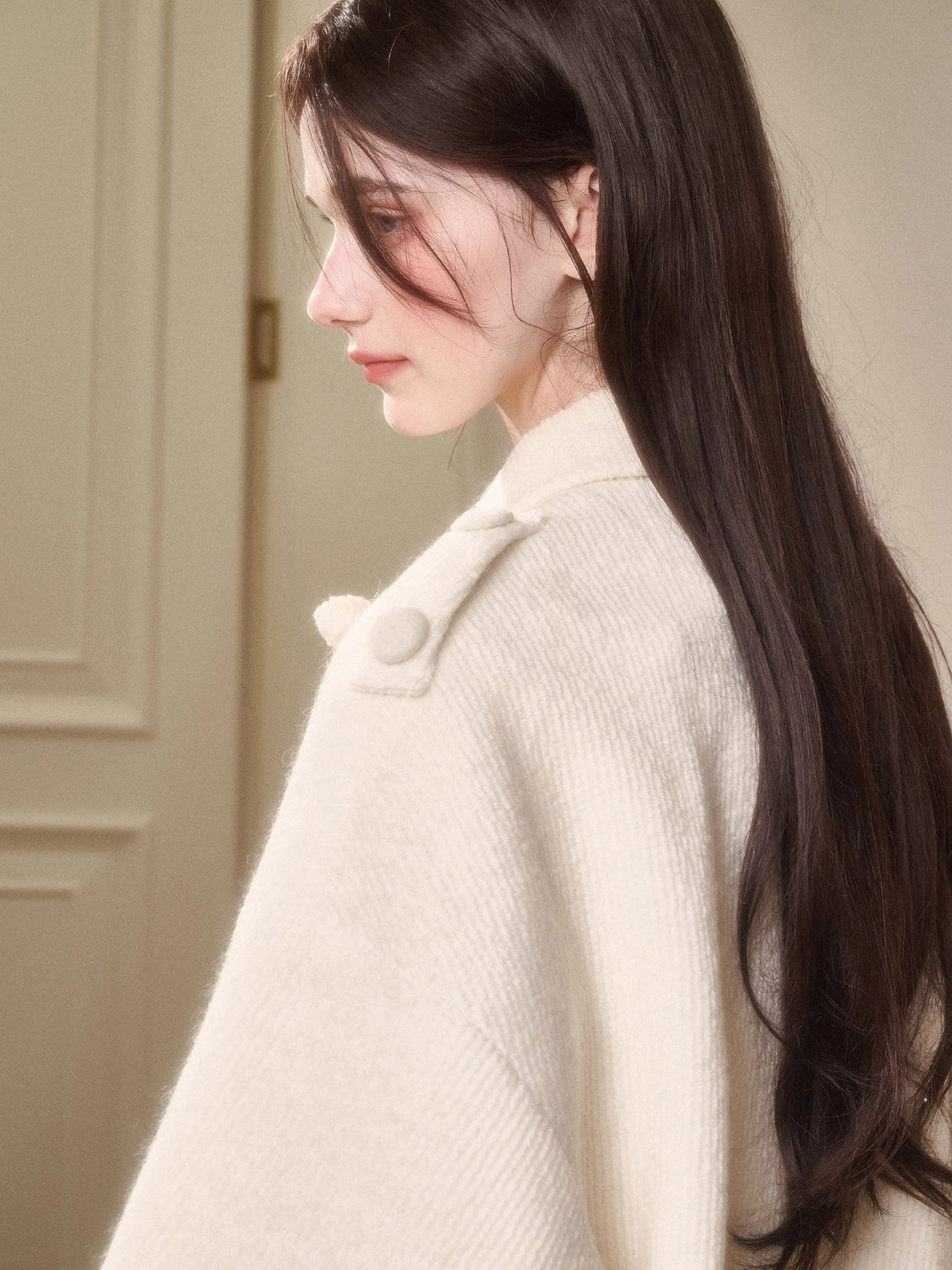 Fluffy Snow Wool Twill Cut Jacket