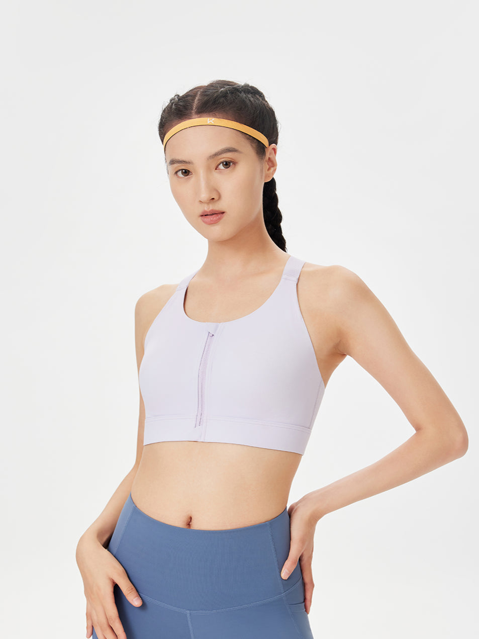 Integrated Molded Cups Front Zip Sports Bra