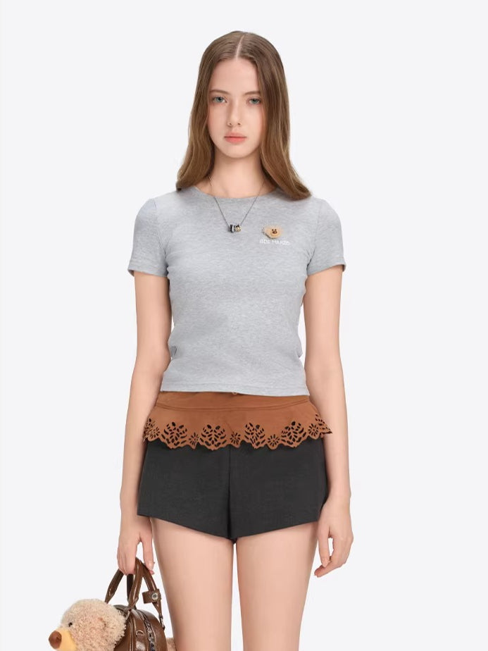 Mini Bear Fitted Cropped Tee