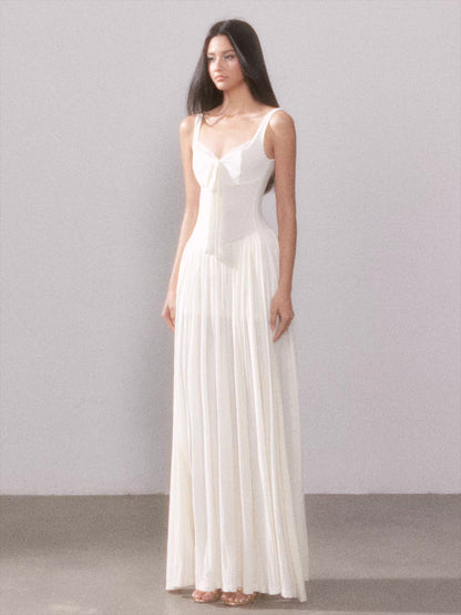 Mist Veil Muse Lace Knit Split Maxi Dress