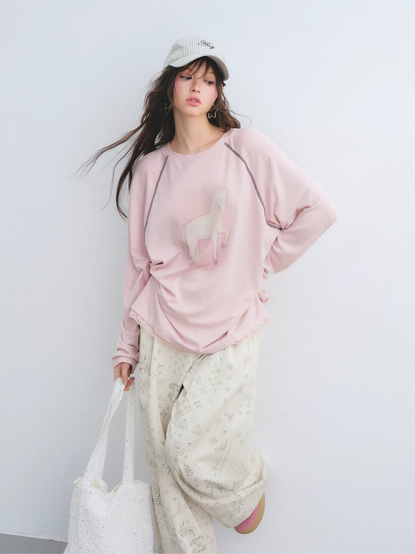 Embroidered Plaid Cotton Baseball Cap