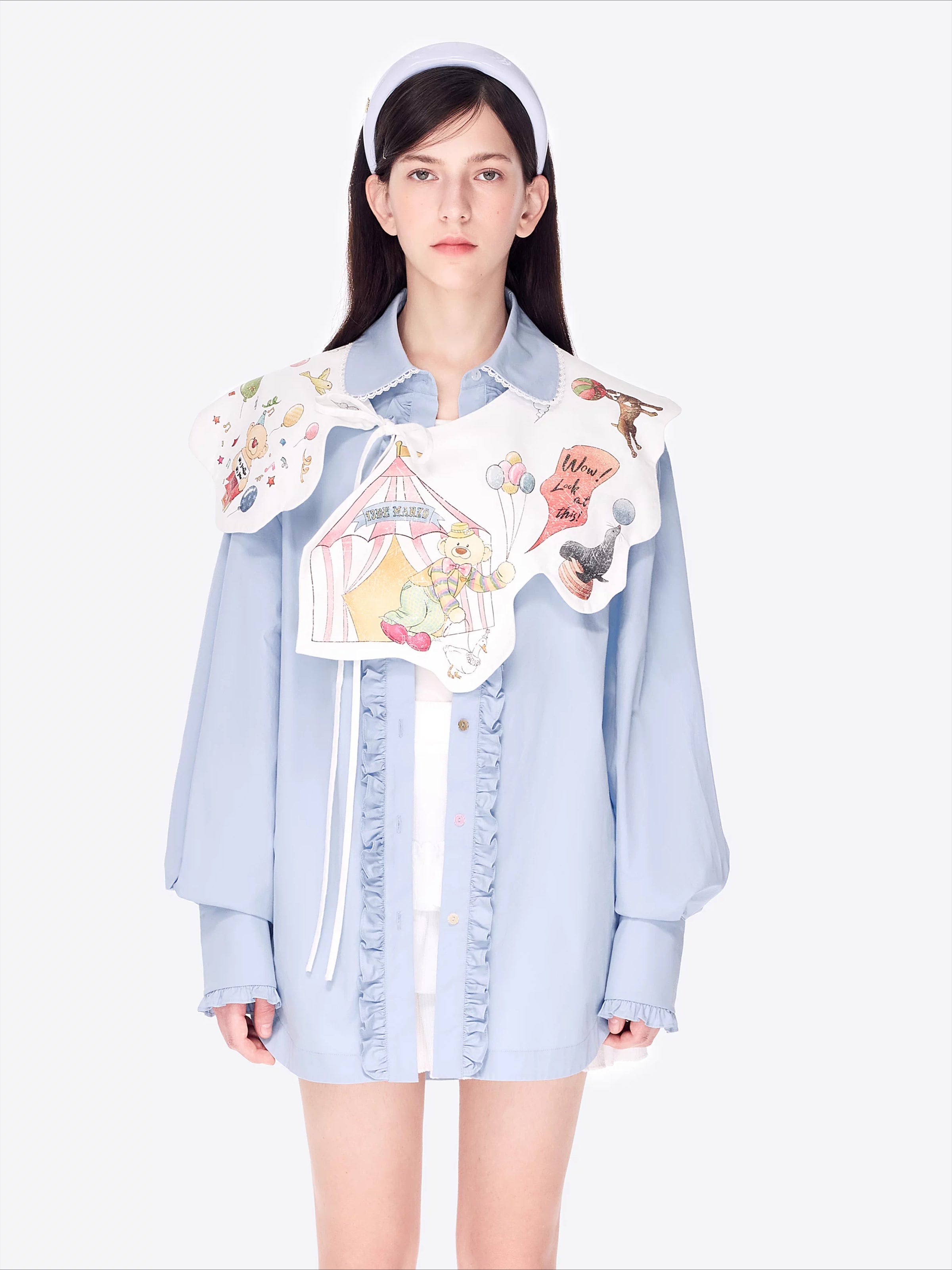 Detachable Cape Shirt Mid-Length Jacket