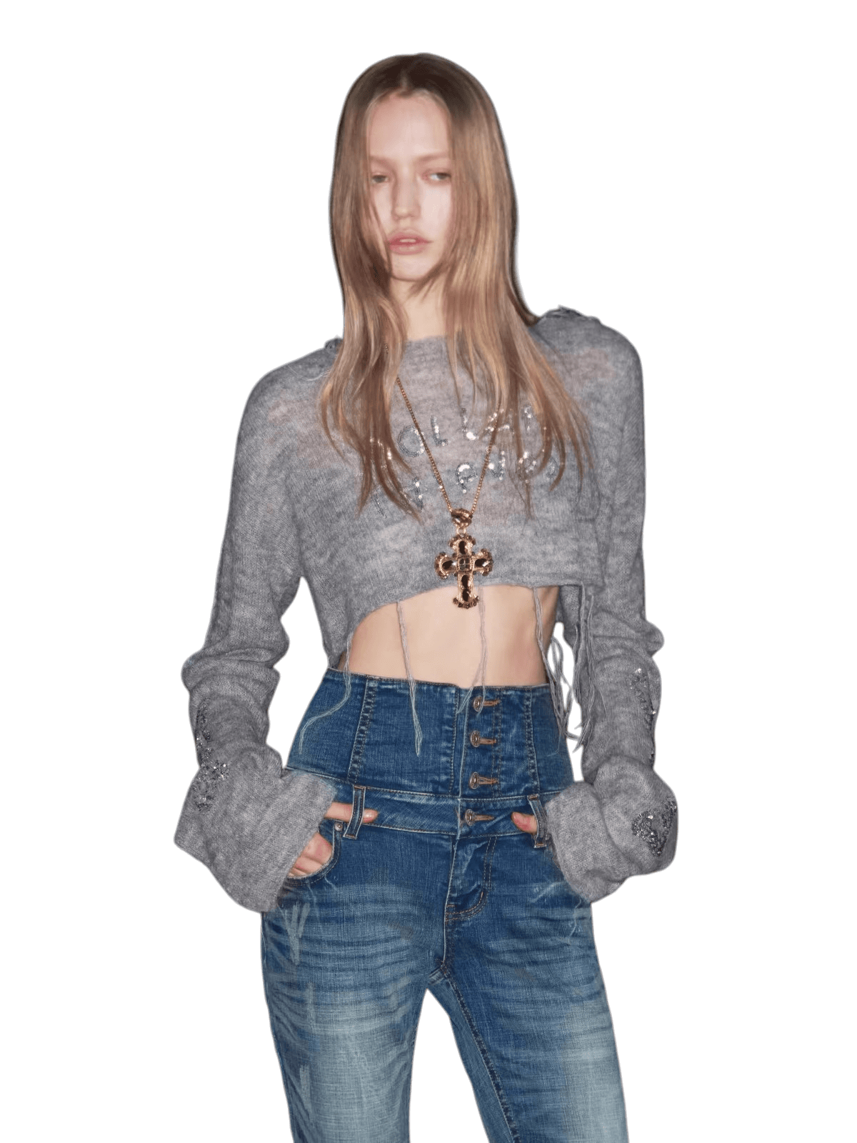 Mohair Sequin Sheer Knit Base Layer