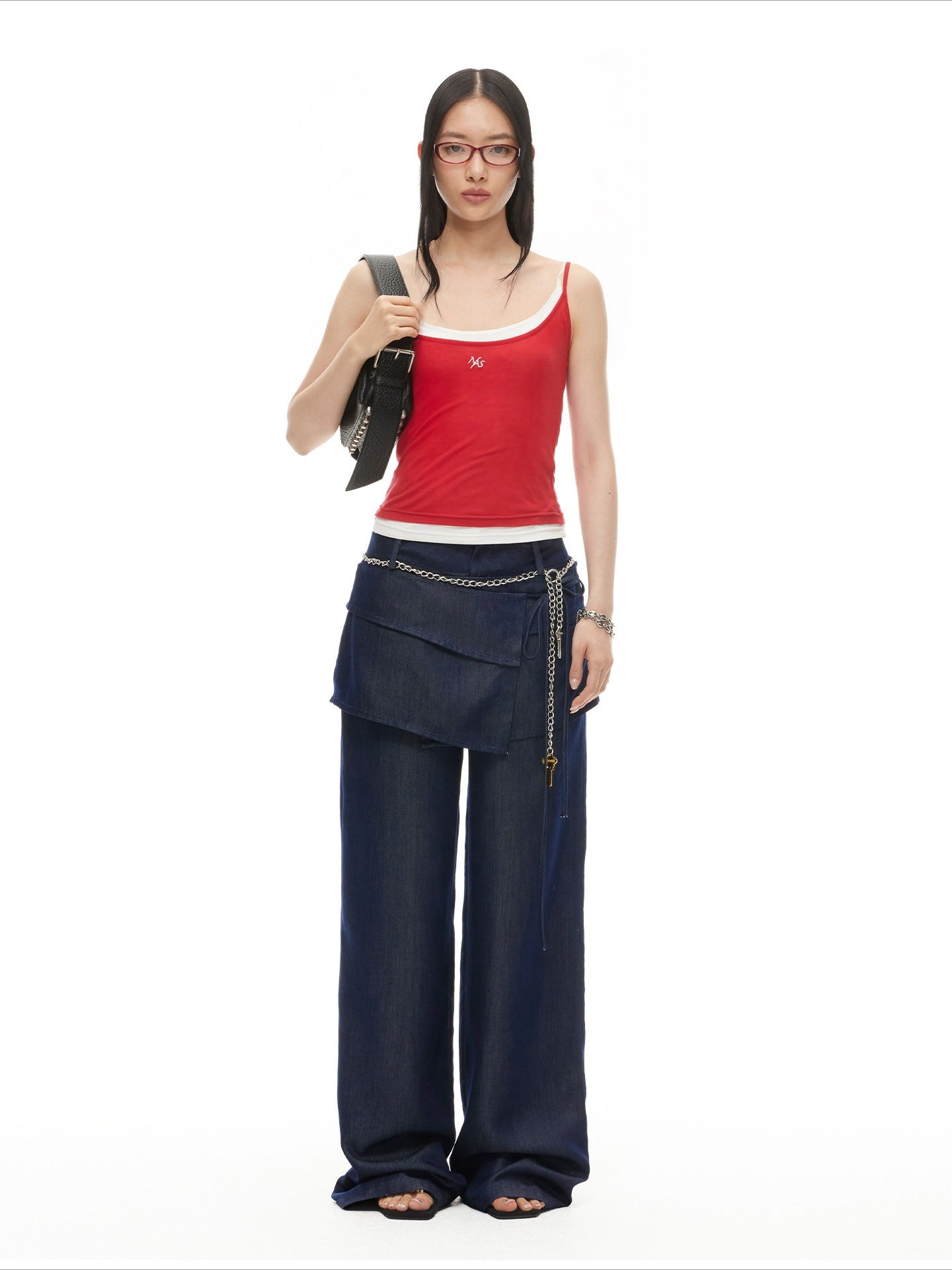 Layered Lyocell Denim Wide-Leg Trousers