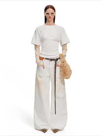 Contrast Paneled Long-Sleeve Tee